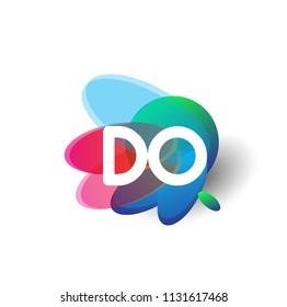 Letter DO logo with colorful splash background, letter combination logo design for creative industry, web, business and company.