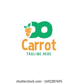 Letter DO with orange carrot logo design idea. Simple Vegetable icon vector template illustration. Can be used for web site, app, UI. Vegan concept related to fruits isolated on white background.