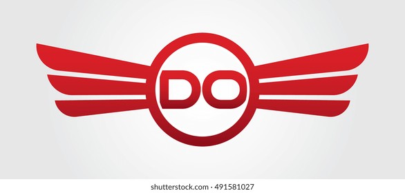 Letter DO Winged Logo Color Red