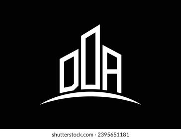 Letter DOA building vector monogram logo design template. Building Shape DOA logo.