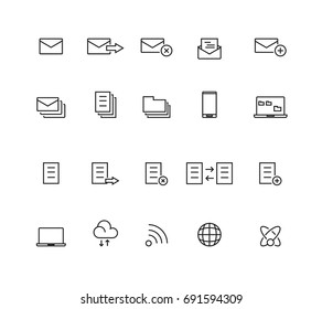 Letter, document and communication icons set, Vector