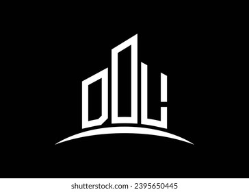 Letter DOL building vector monogram logo design template. Building Shape DOL logo.