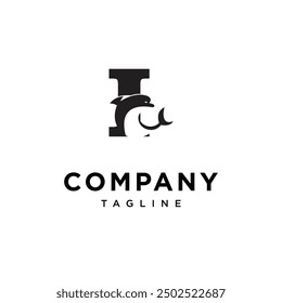 Letter I Dolphin logo icon vector