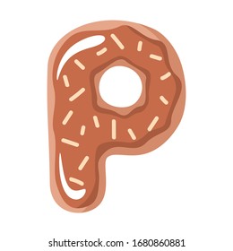 Letter of the donut alphabet on the white background