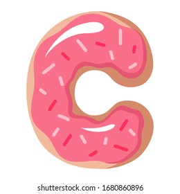 Letter of the donut alphabet on the white background