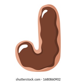 Letter of the donut alphabet on the white background