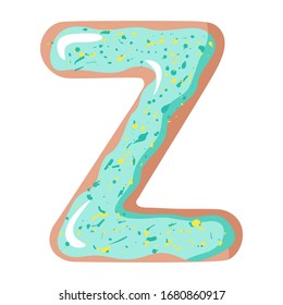 Letter of the donut alphabet on the white background