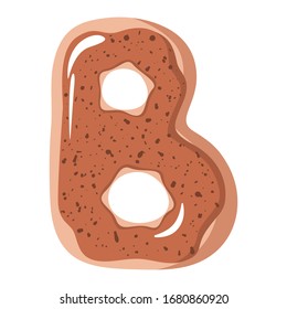 Letter of the donut alphabet on the white background