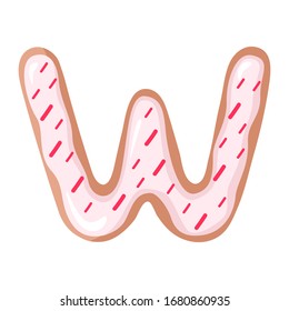 Letter of the donut alphabet on the white background