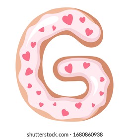 Letter of the donut alphabet on the white background