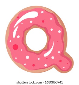 Letter of the donut alphabet on the white background