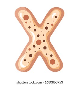 Letter of the donut alphabet on the white background