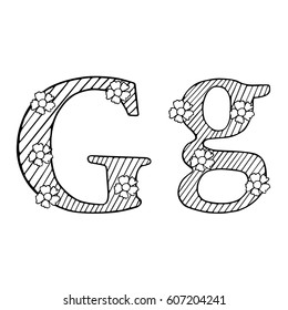 Letter Doodle Flourish graphic with ornate pattern. Design Isolated on white.