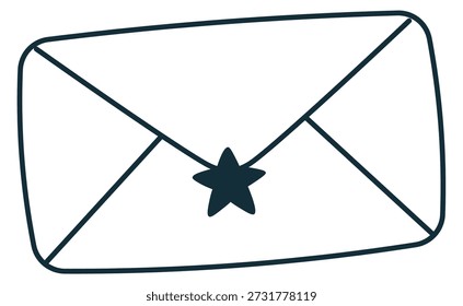 Doodle de carta. Desenho de linha de envelope de correio de papel