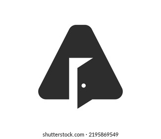 Letter A Door Logo Design Combined With Minimal Open Door Icon Vector Template