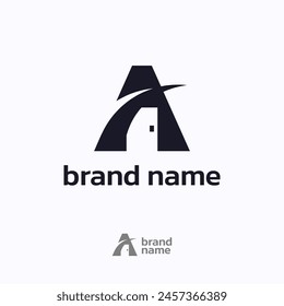 Letter A door logo vector. Property service logo template design concept.