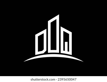 Letter DOQ building vector monogram logo design template. Building Shape DOQ logo.