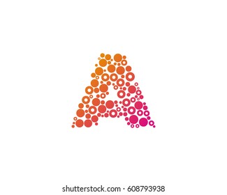Letter A Dot Circle Bubble Logo Design Element