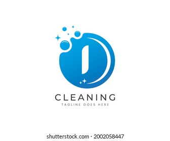 Letter I with Dots and Bubbles. Cleaning Logo Design Template