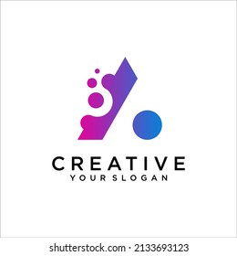 A Letter with Dots Logo Design Vector with Dots.