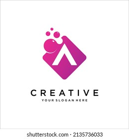 A Letter with Dots Logo Design Vector with Dots.