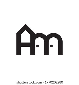 AM letter with Double door logo design vector