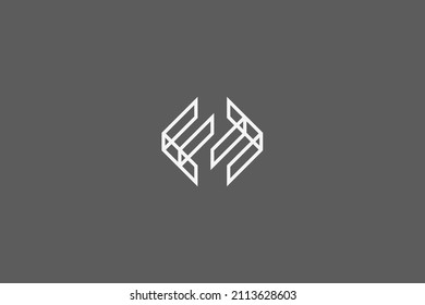 Letter double f square line art style logo design