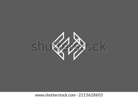 Letter double f square line art style logo design
