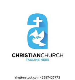 Letter A Dove Christian Logo Design Template Inspiration, Vector Illustration.