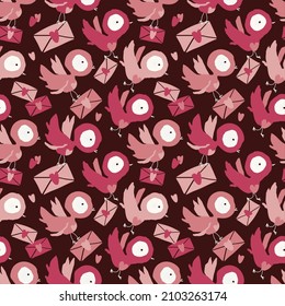 Letter dove, valentine day themed repeating pattern