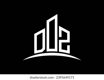Letter DOZ building vector monogram logo design template. Building Shape DOZ logo.