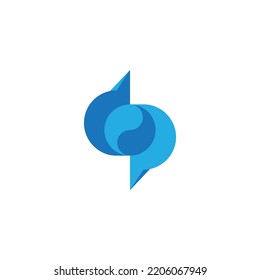 letter dp circle flow blue logo vector 