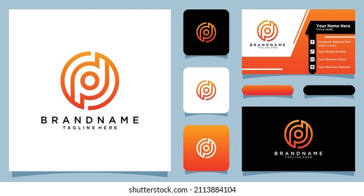 Letter DP circle logo icon design vector, monogram logo with business card design