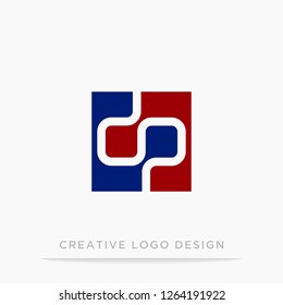 Letter dp design logo template.  Square puzzle vector illustration