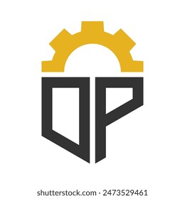 Letter DP Gear Logo Design for Service Center, Repair, Factory, Industrial, Digital and Mechanical Business