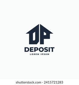 Letter DP house shape logo vector icon flat minimal illustration