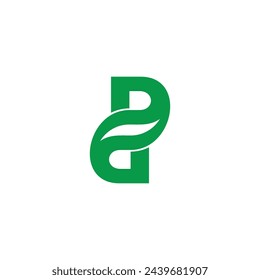 letter dp linked green leaf curves logo vector 