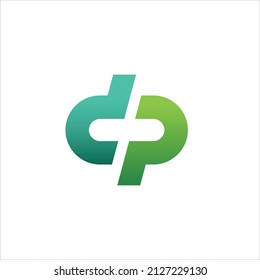 letter DP logo design formed plus vector template