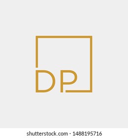 letter DP Logo design with square frame line art. business consulting concept. studio icon - vector