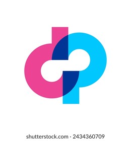 Letter DP overlapping color logo design