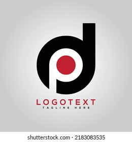diseño de logotipo de monograma en minúscula de círculo DP o PD