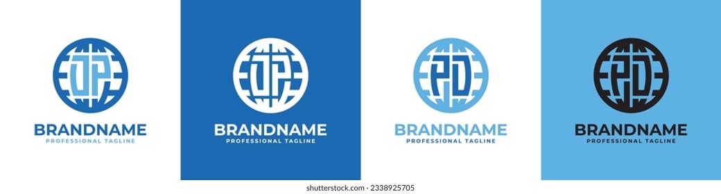 Letter DP and PD Globe Logo Set, suitable for any business with DP or PD initials.