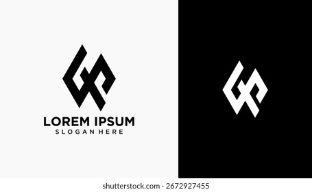 Letra DP PD Diseño de Logo, Editable en Formato de Vector en Color Blanco y Negro
