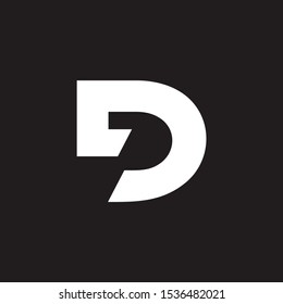 letter dp simple geometric arrow negative space logo vector