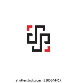 letter dp square arrows geometric linear logo vector