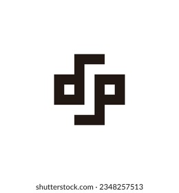Letter dp square, plus, geometric symbol simple logo vector