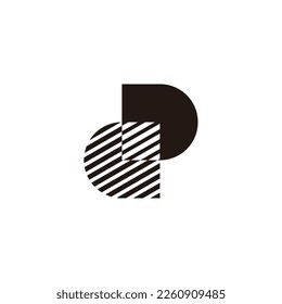 letter dp stripes shadow abstract logo vector