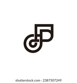letra dp máquina de rueda vector de logotipo abstracto 