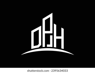 Letter DPH building vector monogram logo design template. Building Shape DPH logo.
