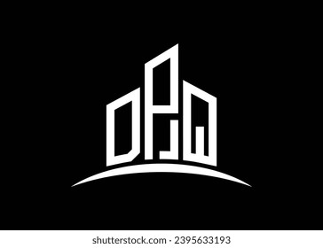 Letter DPQ building vector monogram logo design template. Building Shape DPQ logo.